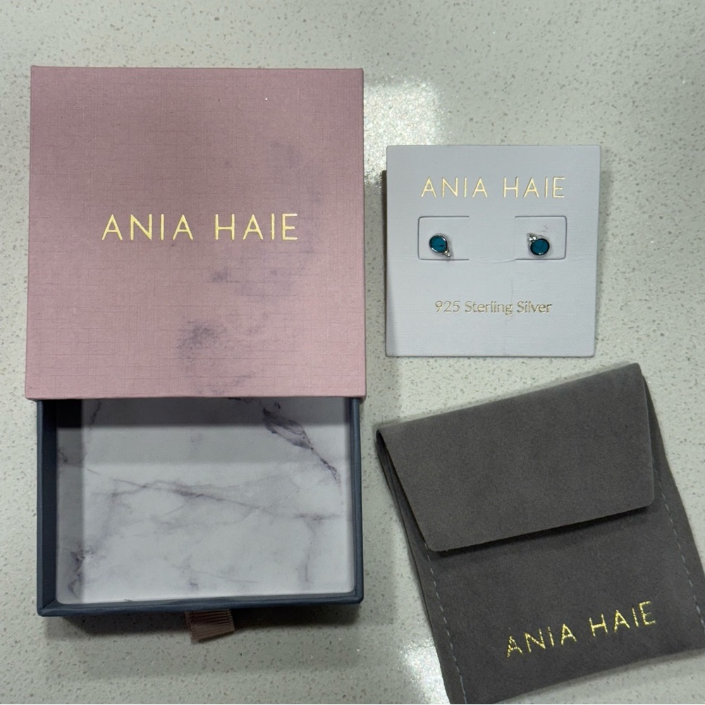 Ania Haie Sterling Silver Earrings with Blue Stone